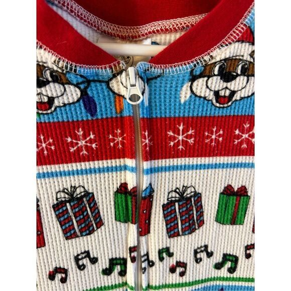 Buccee Christmas thermal pajamas size 4t buttons red green - Picture 3 of 9